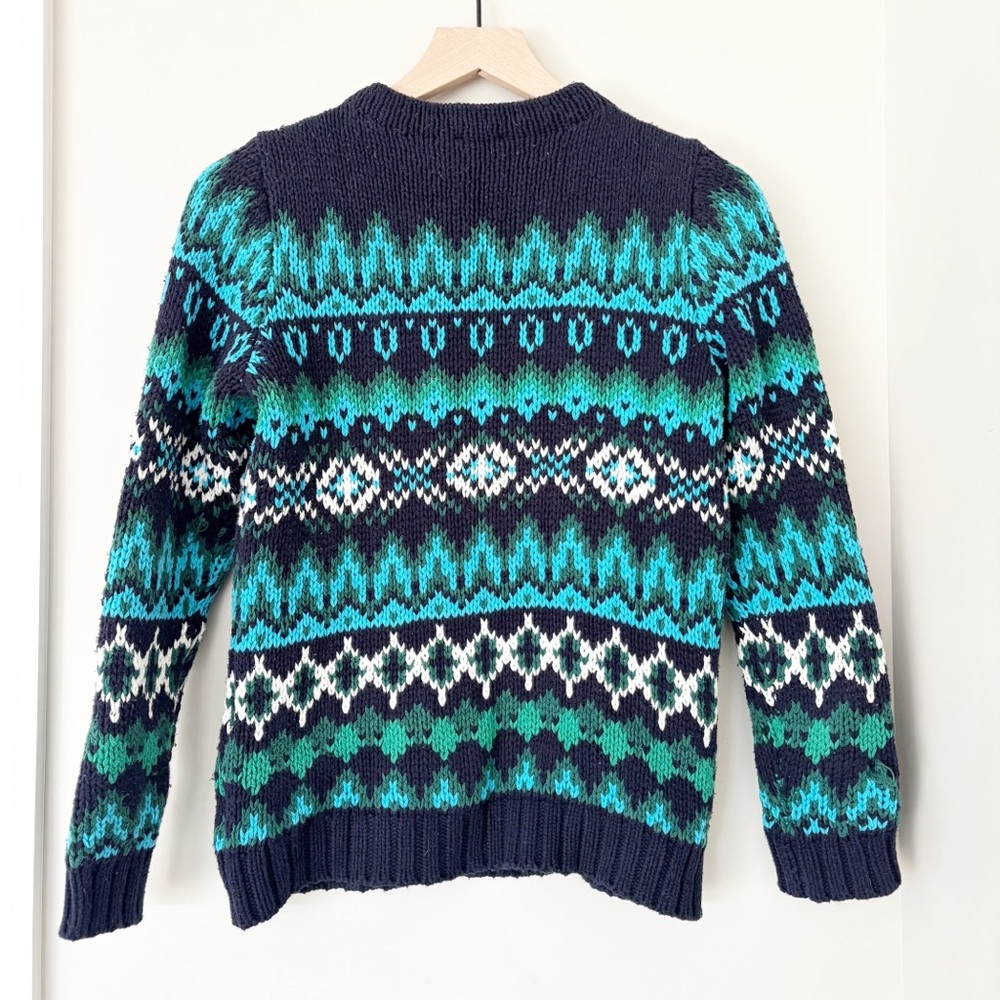 Talbots Women's Navy and Green Patterned Sweater sz. S - Picture 4 of 5